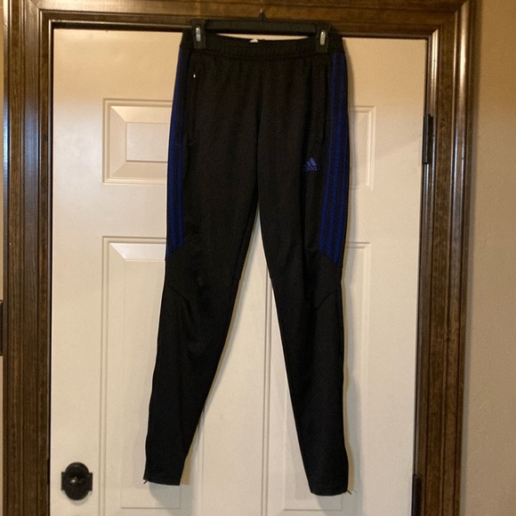 Small Adidas Climacool Black and Blue Athletic Pants with Pockets - Picture 2 of 15